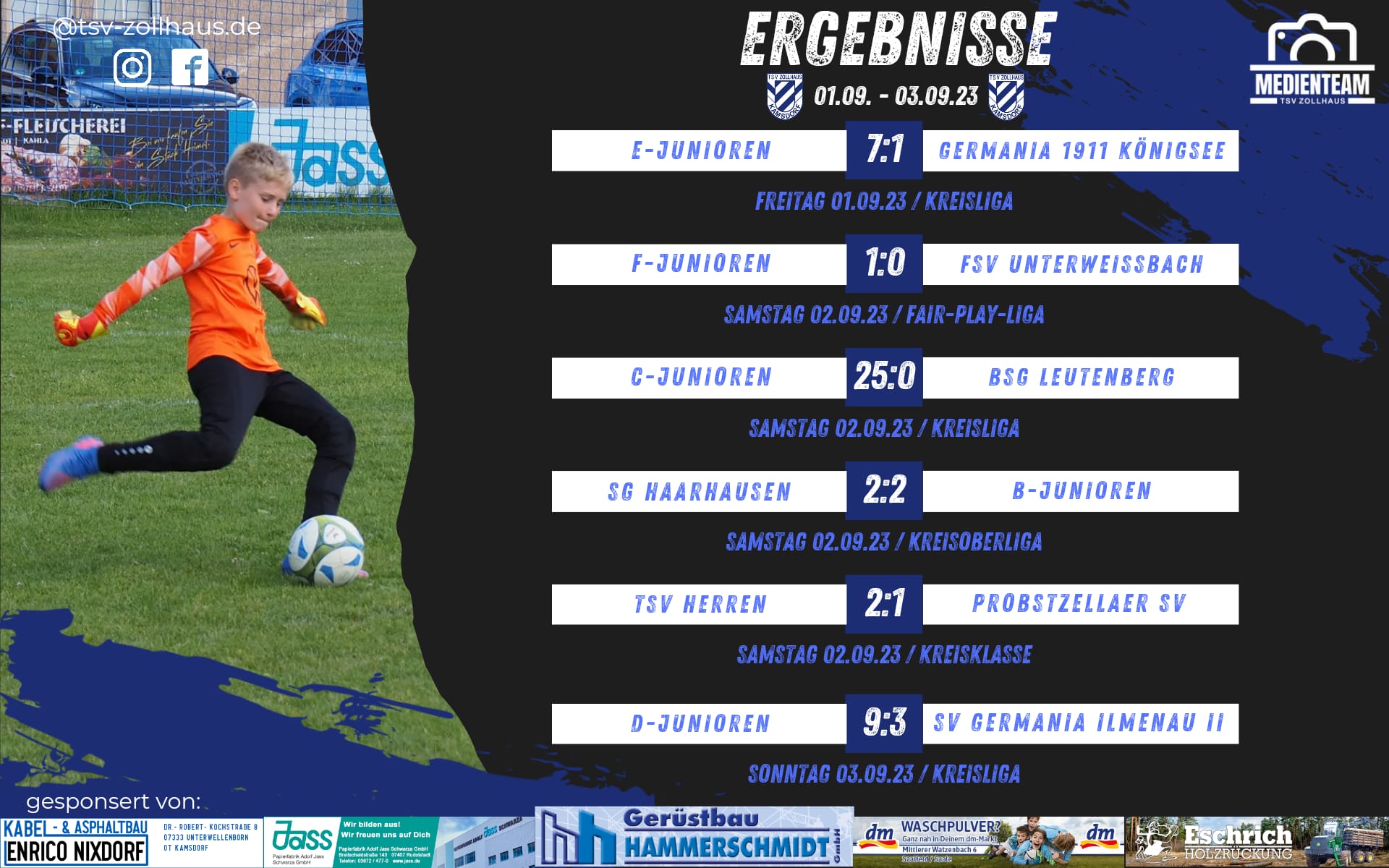 Ergebnisse 01.09. - 03.09.