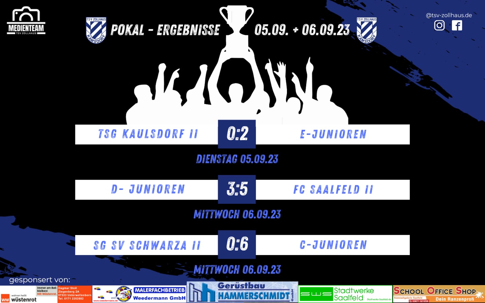 Pokal-Ergebnisse 05.09. + 06.09.