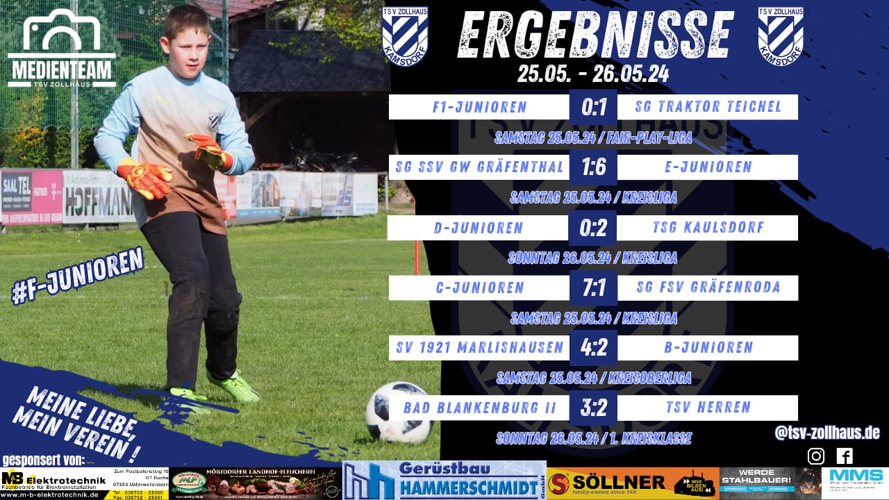 Wochenend-Ergebnisse 24.05. - 25.05.