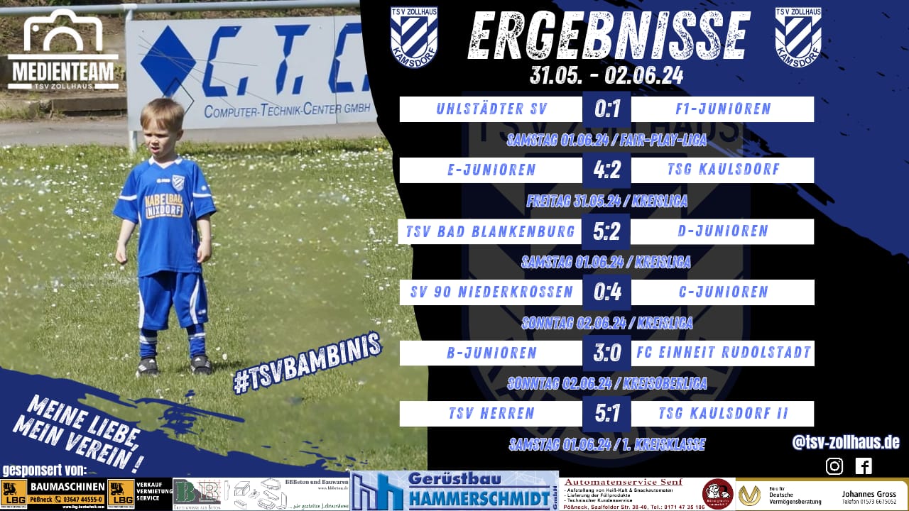 Wochenend-Ergebnisse 31.05. - 02.06.
